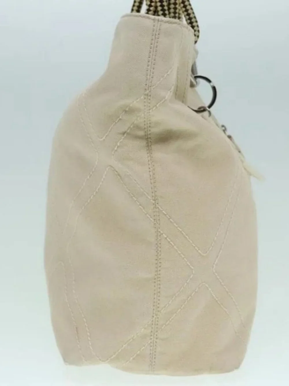 CHANEL COCO Mark Tote Bag Canvas Beige Silver CC Auth bs18464